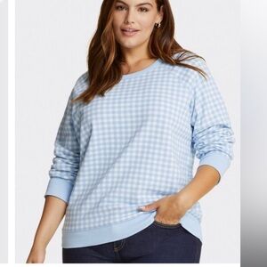 Draper James Light Blue Gingham Sweatshirt